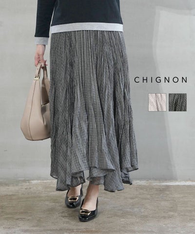 CHIGNON(シニヨン) シアーチェックプリーツスカート