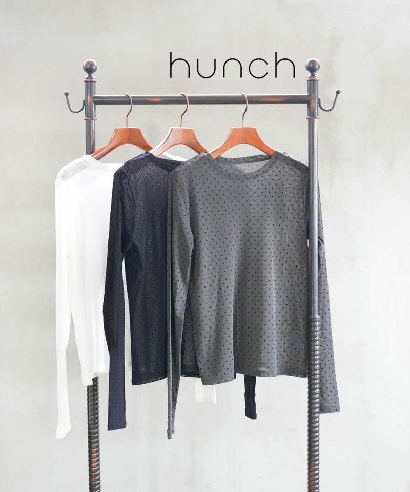 hunch(ハンチ) パワーネットフロッキードットシアートップス ホワイト(02)