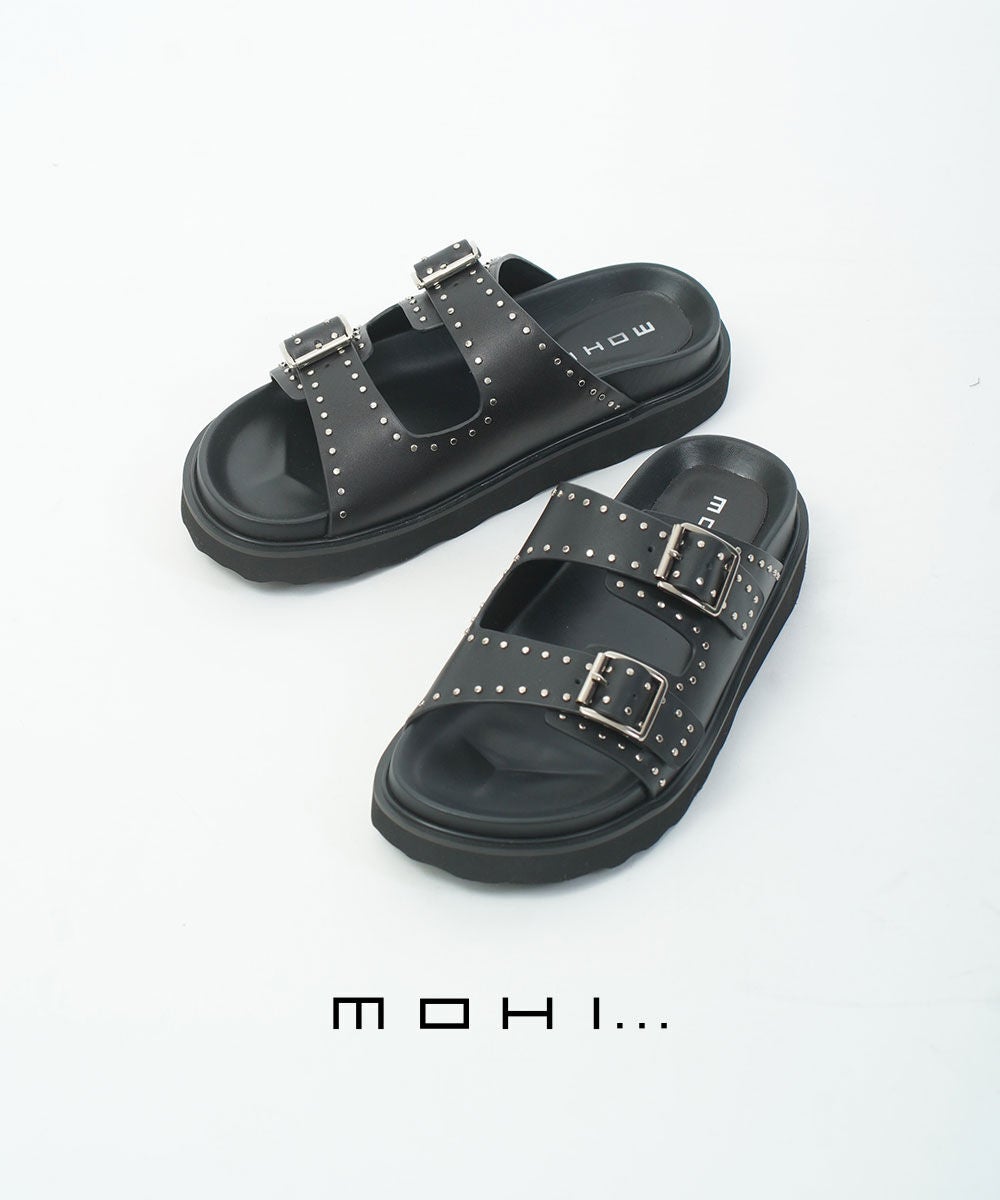 ◆美品◆MOHI ダブルベルト　スタッズサンダル ブラック/シルバー MOHI(モヒ)ダブルベルト スタッズサンダル | BLEU COMME BLEU(ブルー
