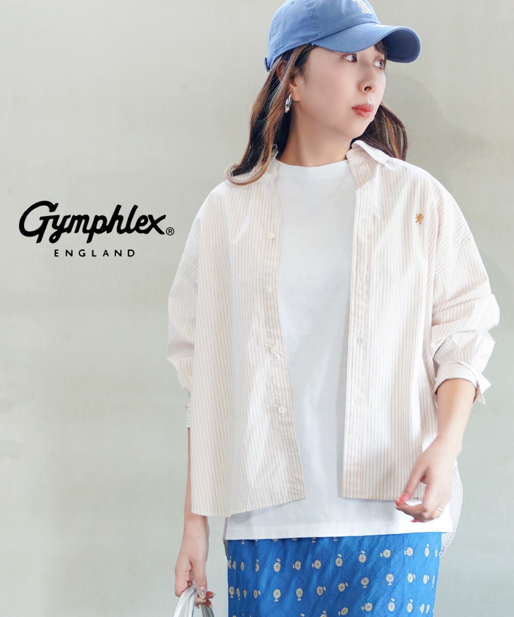 gymphlex シャツ GYMPHLEX ジムフレックス コットンリネン半袖チェック