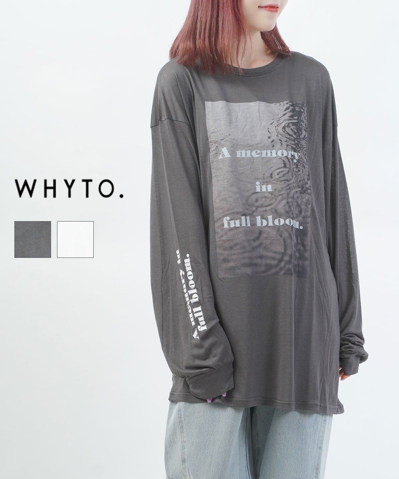 WHYTO.(ホワイト) 2WAYシアープリントロングT オフホワイト(OWHT)