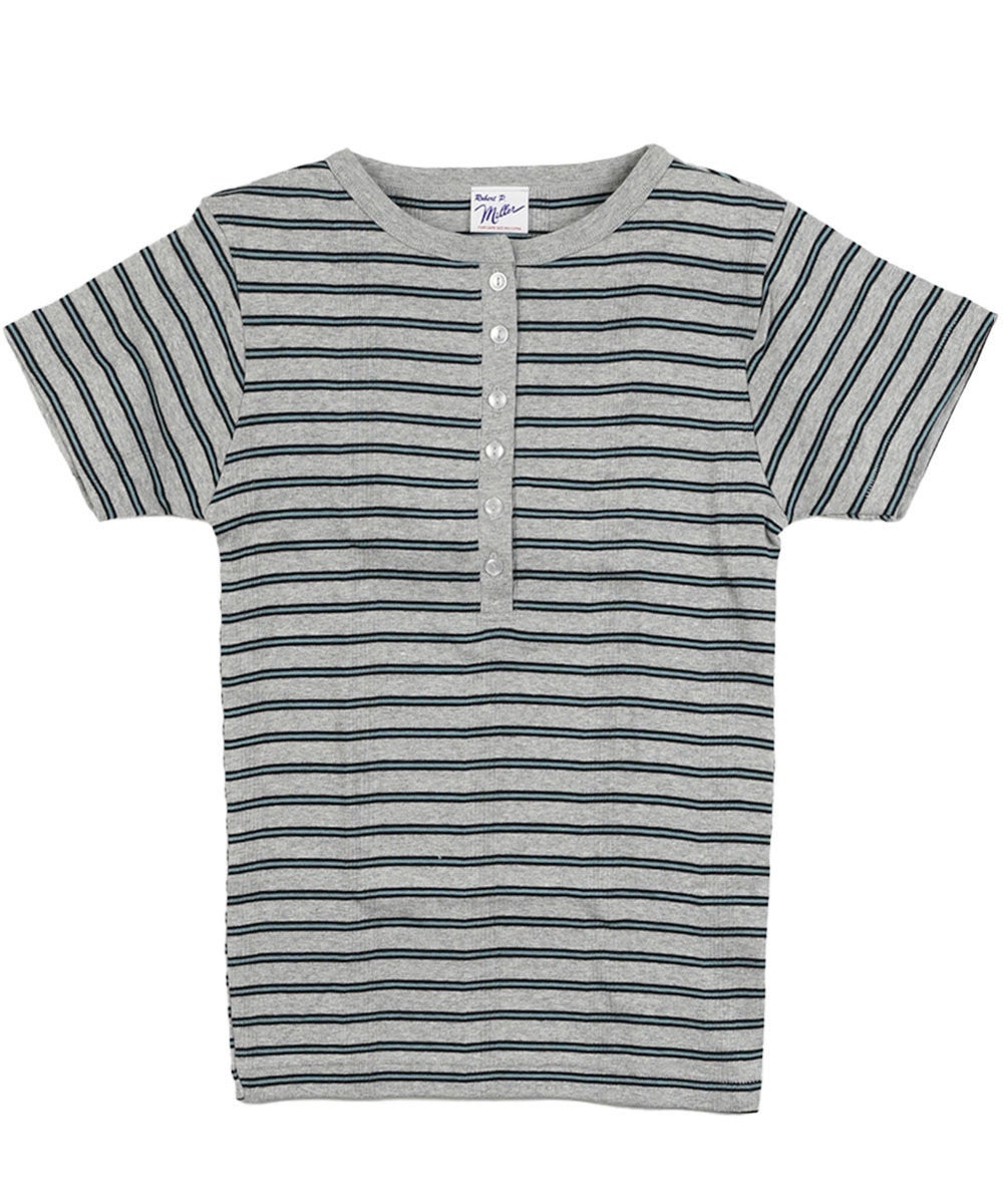 MILLER(ミラー)パネルリブ ヘンリーネックTシャツ | BLEU COMME BLEU