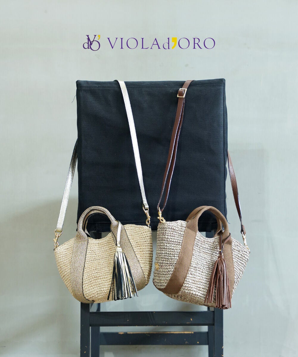 VIOLAd'ORO(ヴィオラドーロ)SANDRO ラフィア テープハンドルトート S