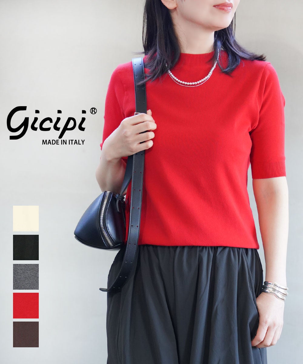 gicipi(ジチピ)ARGENTOクルーネック5分袖ニットソー | BLEU COMME BLEU