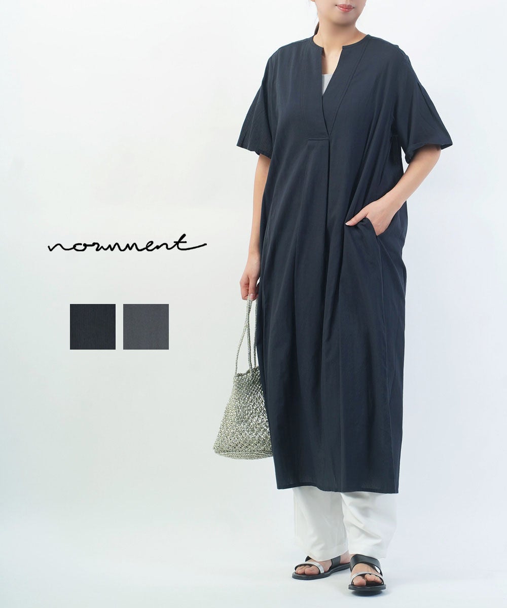normment(ノーメント)ストライプジャガードショートスリーブドレス