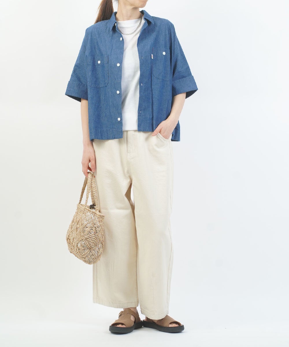 DANTON(ダントン)シャンブレー半袖ワークシャツ | BLEU COMME BLEU