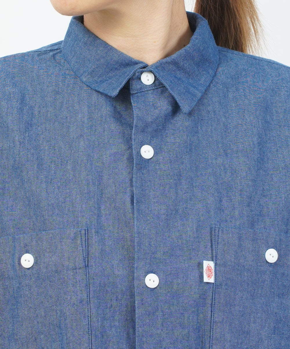 DANTON(ダントン)シャンブレー半袖ワークシャツ | BLEU COMME BLEU