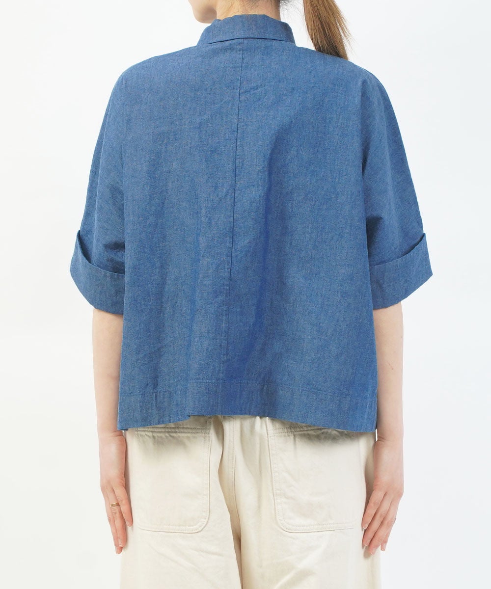DANTON(ダントン)シャンブレー半袖ワークシャツ | BLEU COMME BLEU