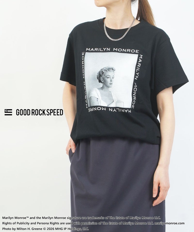 GOOD ROCK SPEED(グッドロックスピード) / Marilyn Monroe / PHOTO ART T-SHIRT ブラック(BLK)