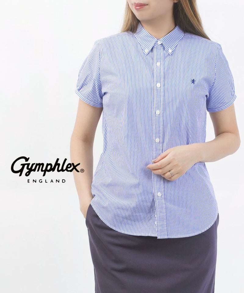 Gymphlex(ジムフレックス) コットン フレンチスリーブシャツ BLUE STRIPE/NVY(BLST)