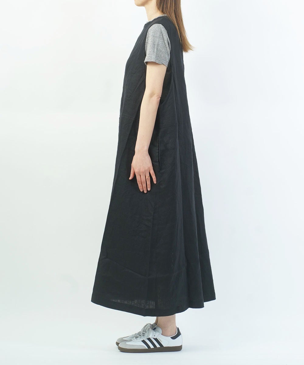 未使用タグ付き 【 グリン grin 】リネン ロング ジレ ワンピース grin(グリン)40リネン タックワンピース | BLEU COMME BLEU(ブルーコム