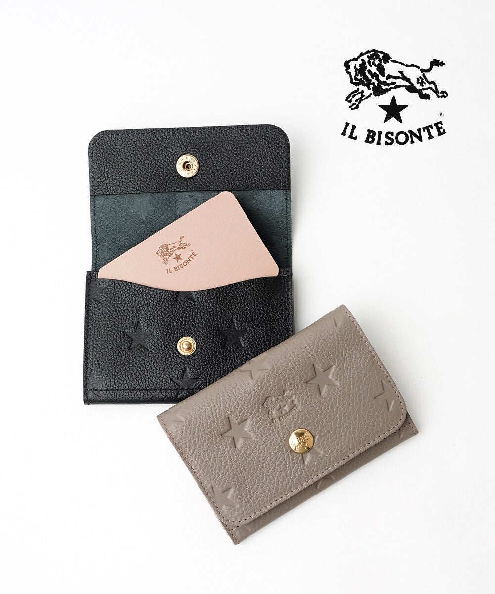 IL BISONTE(イルビゾンテ)スターエンボスレザー カードケース | BLEU
