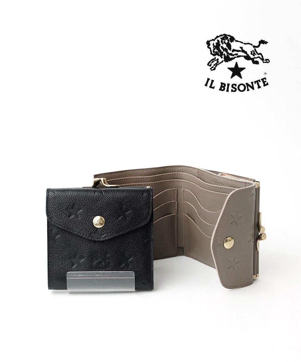★新品★イルビゾンテ　限定　がま口　二つ折り財布　星柄　ローズマリー　牛革レザー IL BISONTE - ☆新品☆イルビゾンテ 限定 がま口 二つ折り財布 星柄