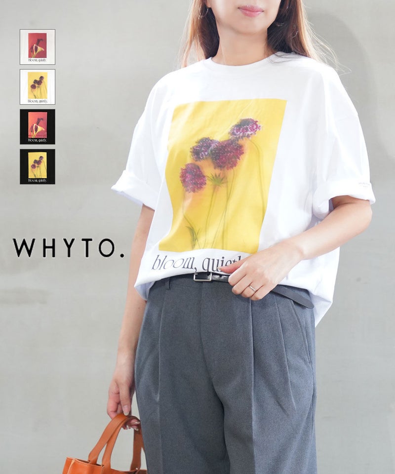 WHYTO.(ホワイト) 2WAY プリントTシャツ オフ×レッド(OFRD)