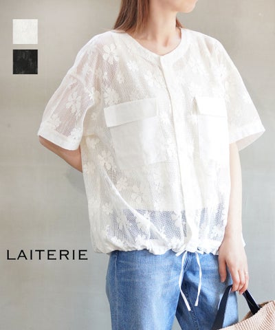 LAITERIE(レイトリー) メッシュフラワーレース ポケットブラウス