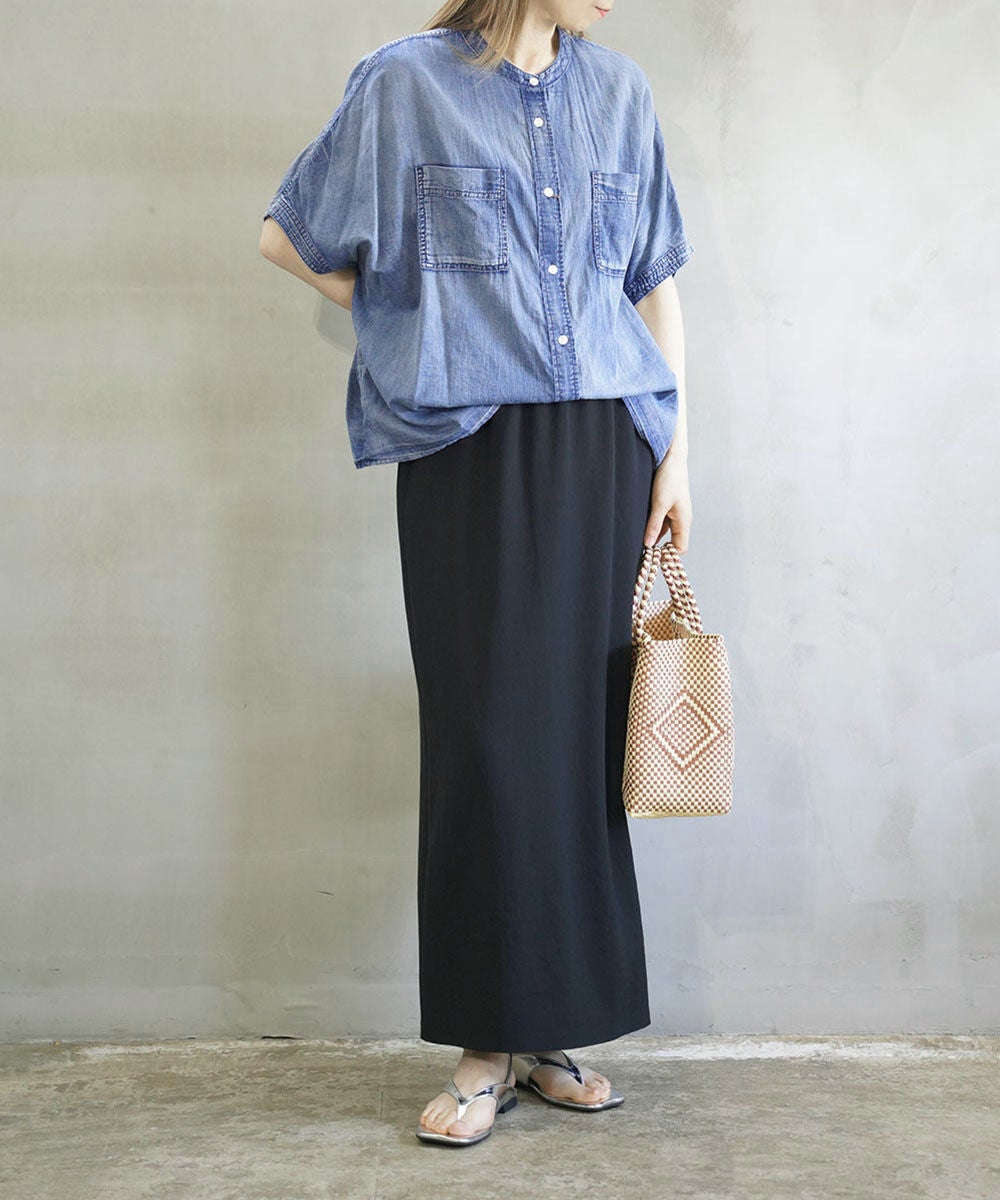 huitieme nid(ユイティーム)シアーデニム フレンチデニムシャツ | BLEU