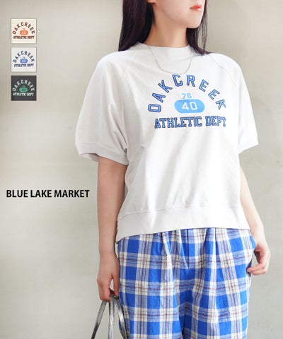 BLUE LAKE MARKET(ブルーレイクマーケット) アメリカンドライ天竺ラグラン五分袖プルオーバー