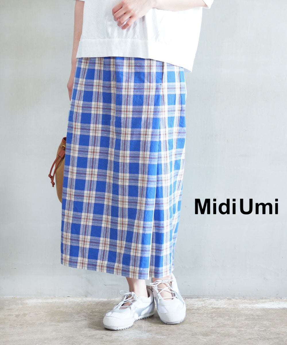 Midi-Umi(ミディウミ)チェックラップライクスカート | BLEU COMME BLEU
