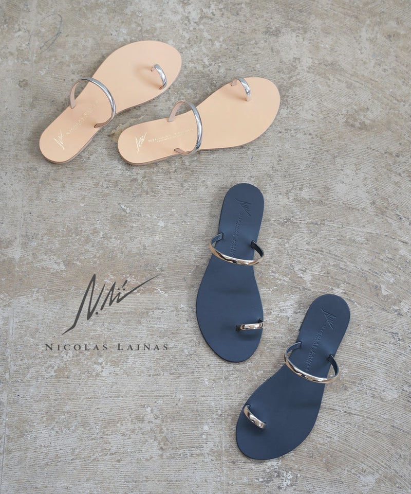NICOLAS LAINAS(ニコラス ライナス) フラットサンダル SILVER/NATURAL SOLE(SVSV)
