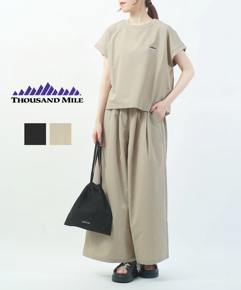 THOUSAND MILE(サウザンドマイル) フレンチスリーブシャツ＆ロングパンツセット ブラック(09)