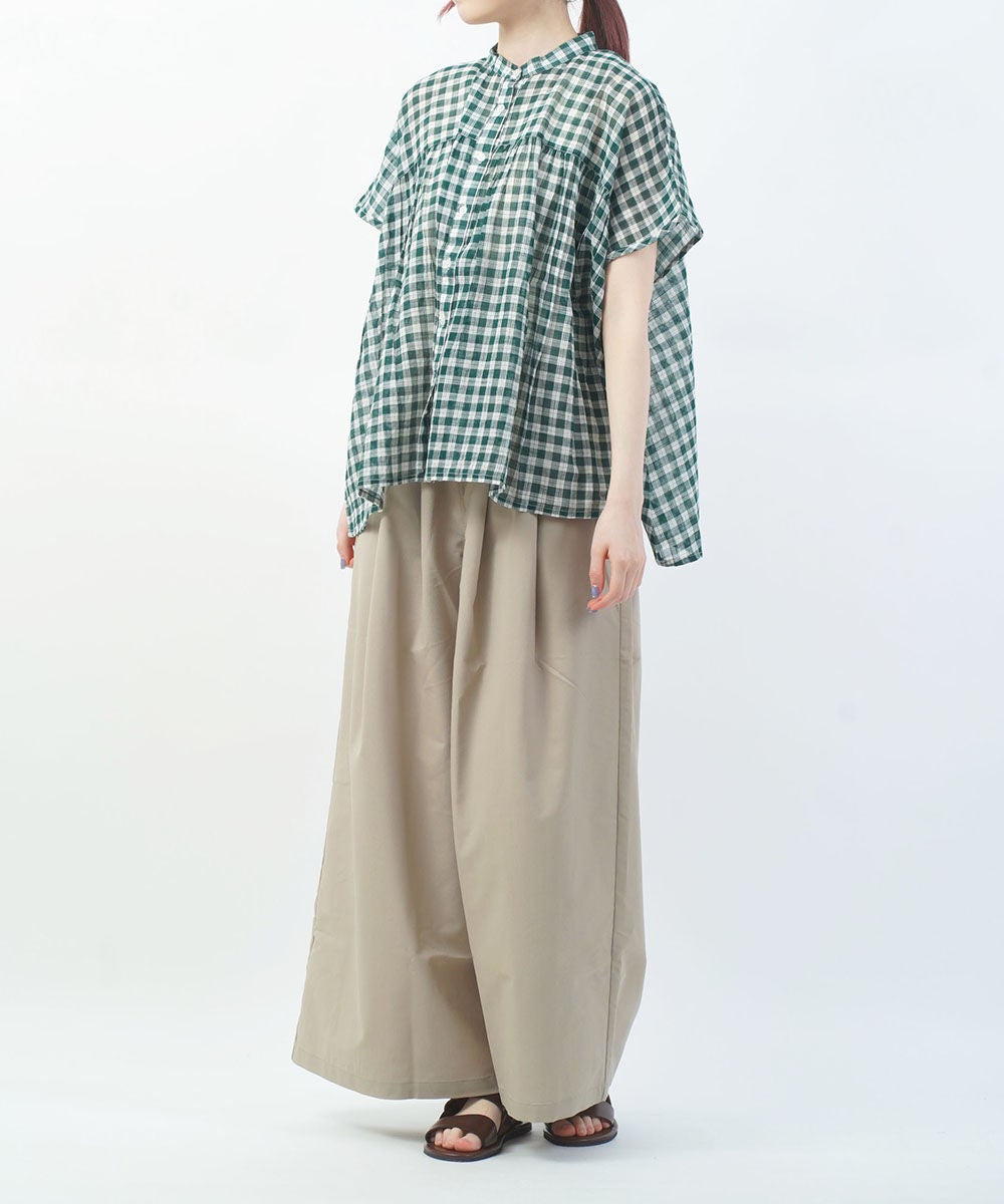 SOIL(ソイル)FANCY GINGHAM CHECK BANDED COLLAR FRENCH/SL SHIRT