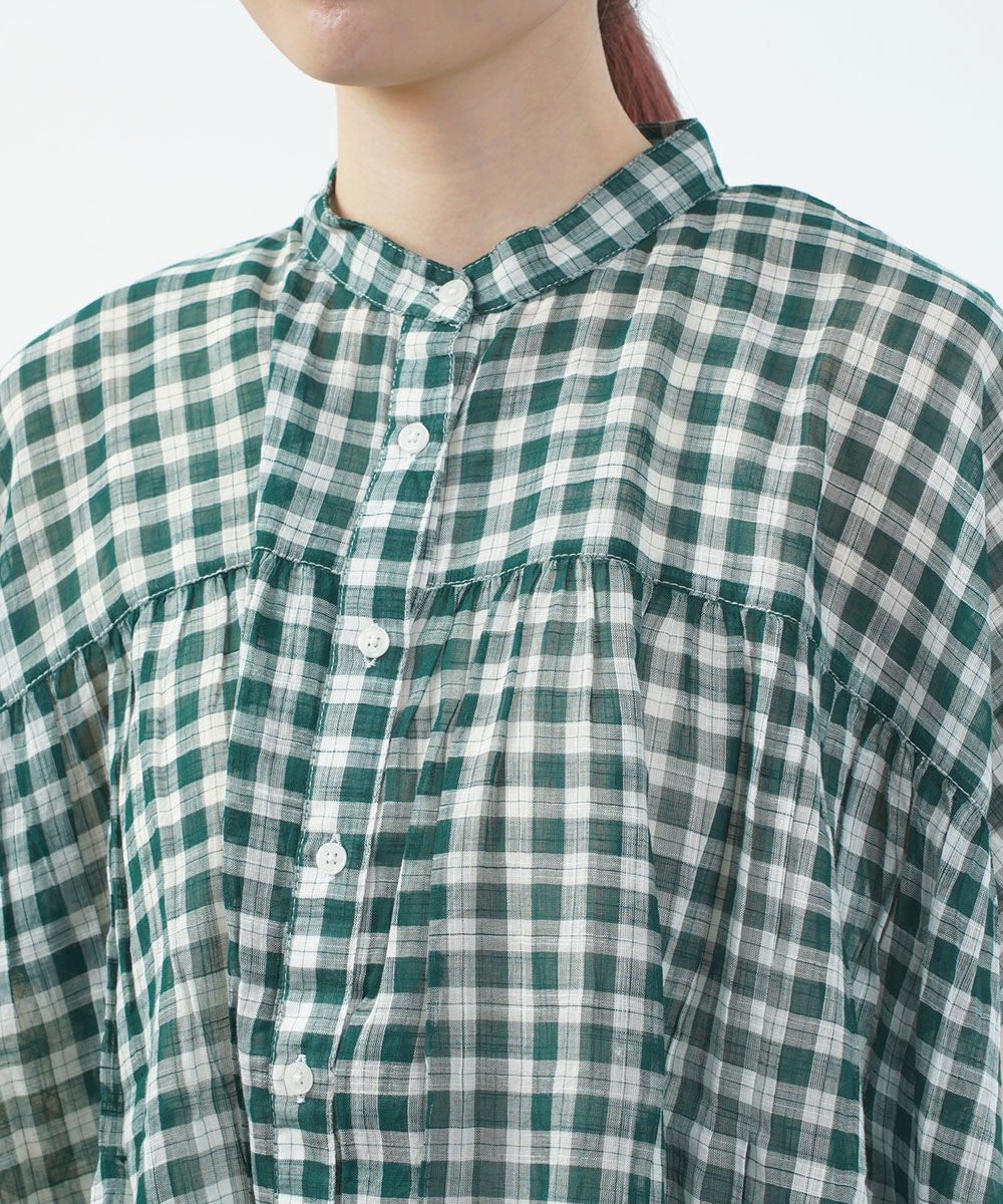 SOIL(ソイル)FANCY GINGHAM CHECK BANDED COLLAR FRENCH/SL SHIRT