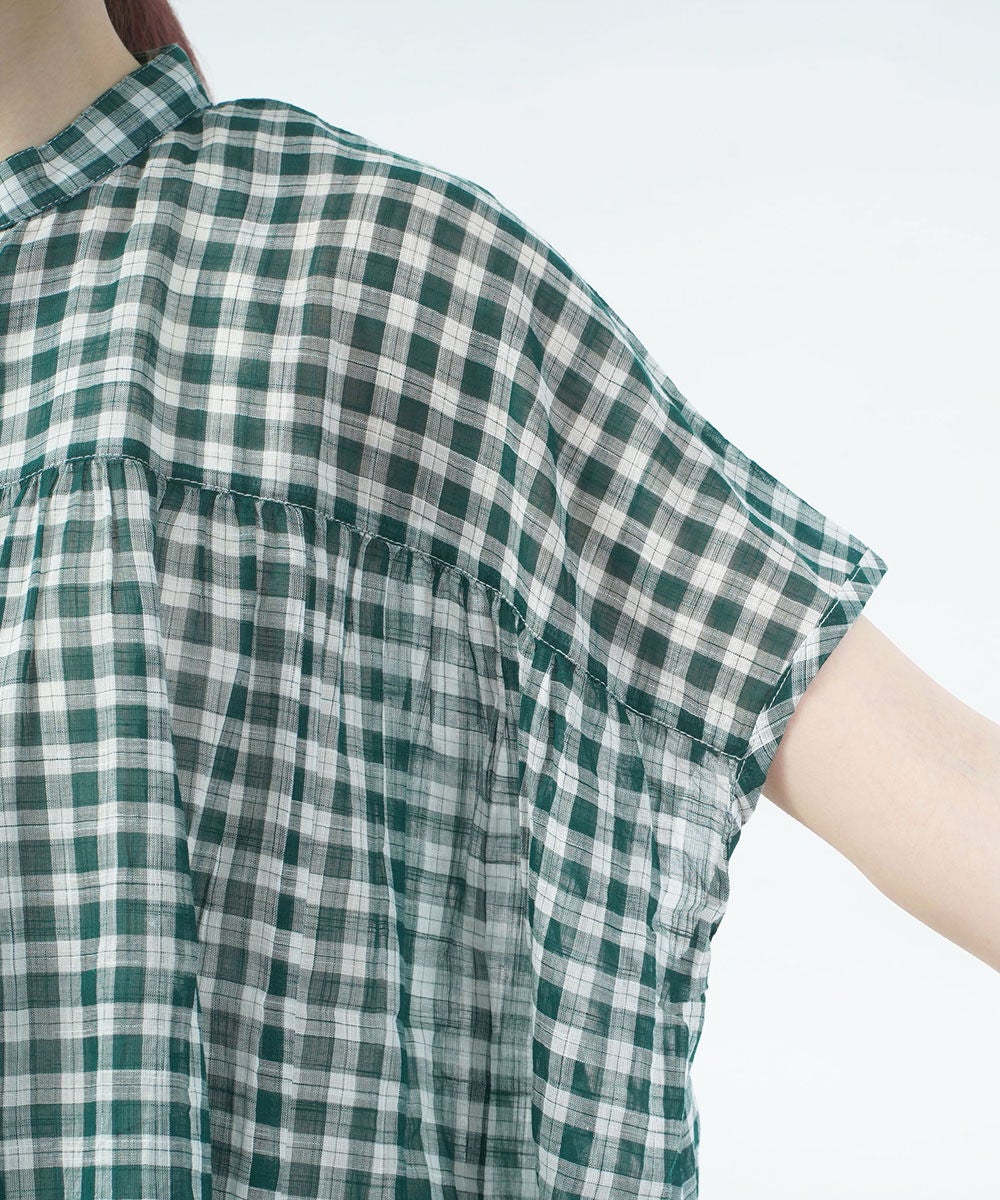 SOIL(ソイル)FANCY GINGHAM CHECK BANDED COLLAR FRENCH/SL SHIRT