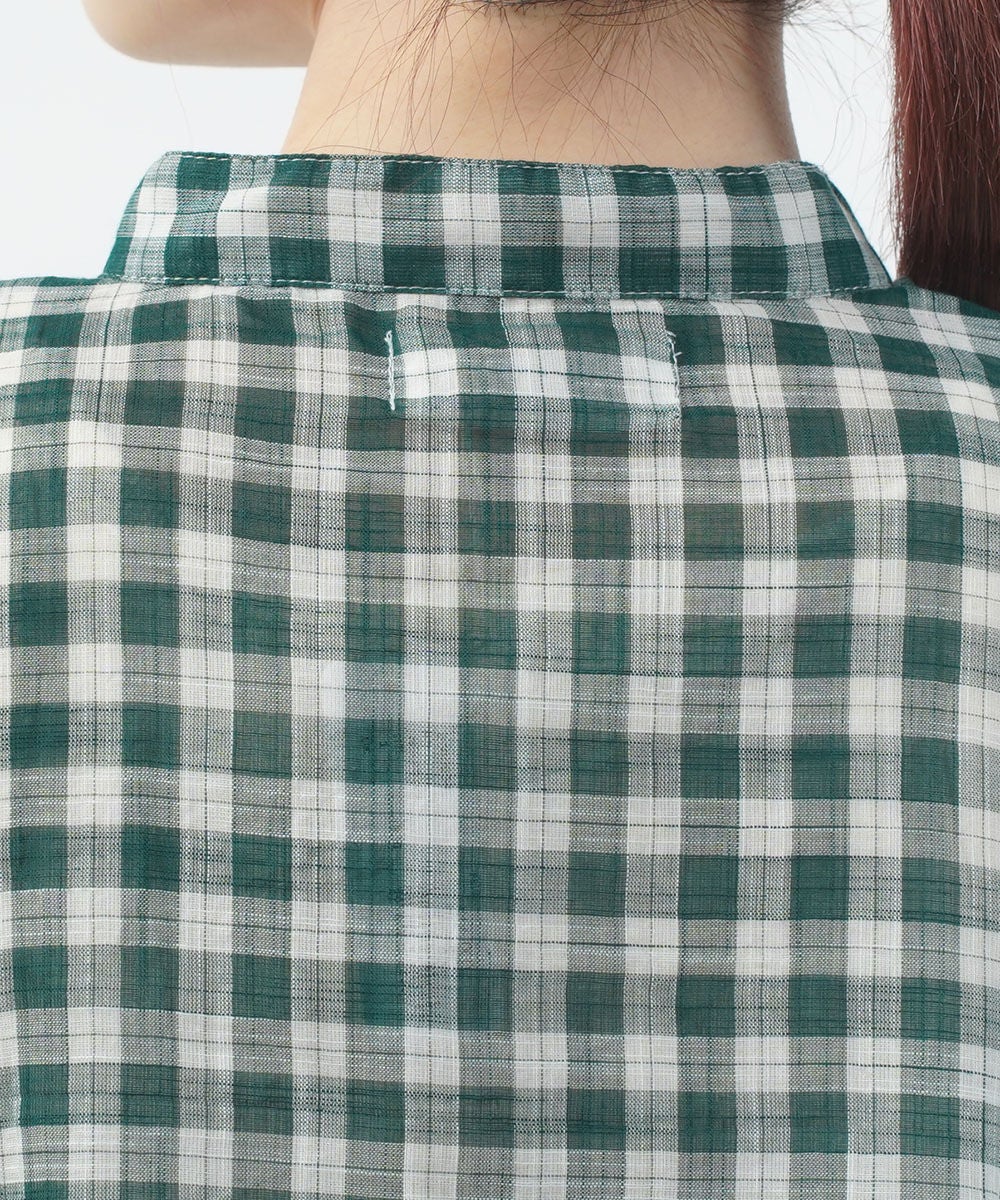 SOIL(ソイル)FANCY GINGHAM CHECK BANDED COLLAR FRENCH/SL SHIRT