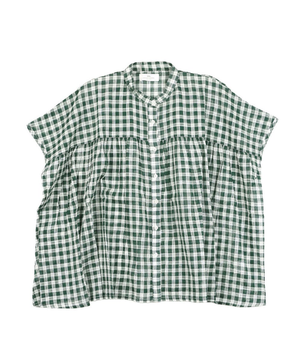 SOIL(ソイル)FANCY GINGHAM CHECK BANDED COLLAR FRENCH/SL SHIRT