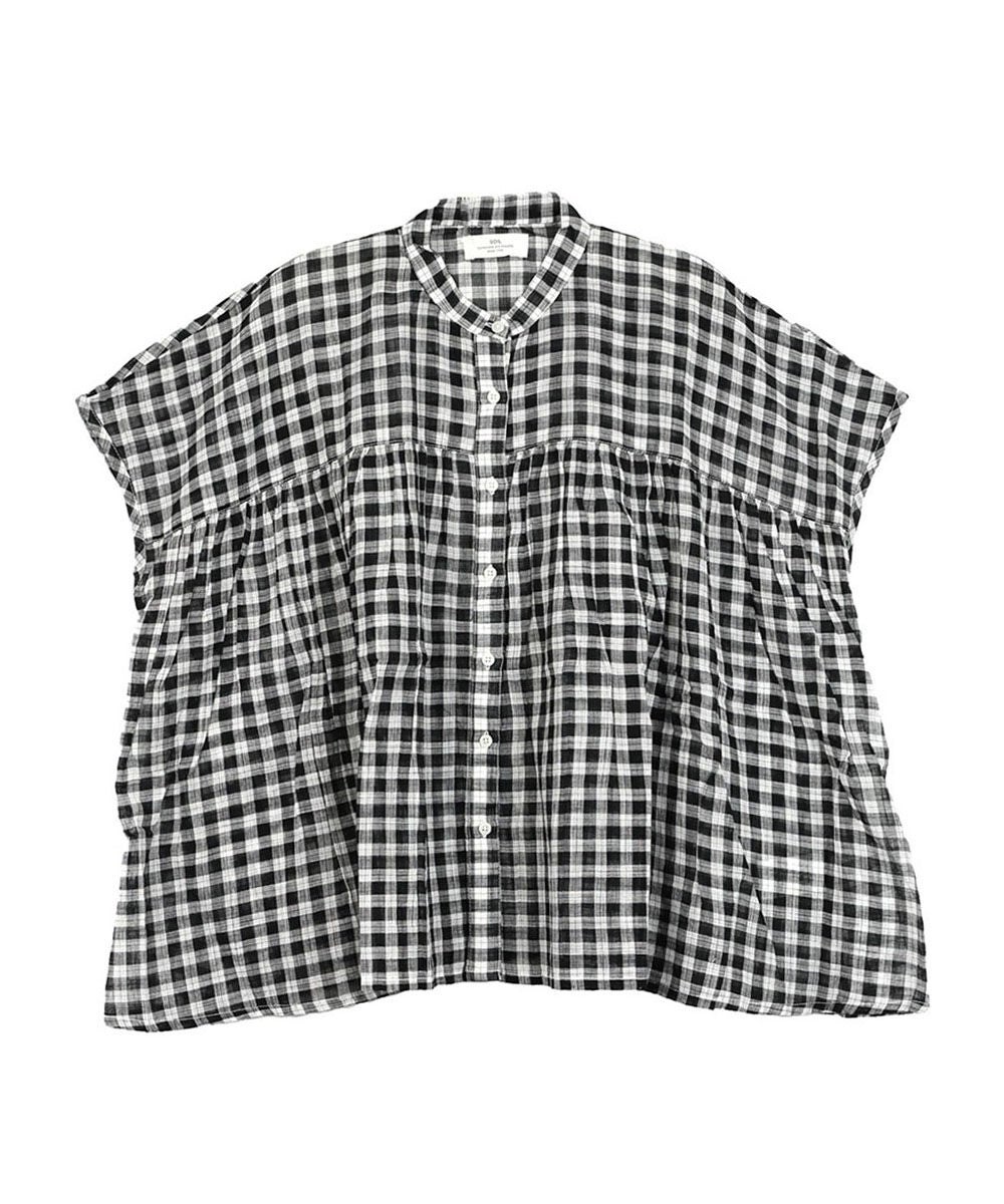 SOIL(ソイル)FANCY GINGHAM CHECK BANDED COLLAR FRENCH/SL SHIRT