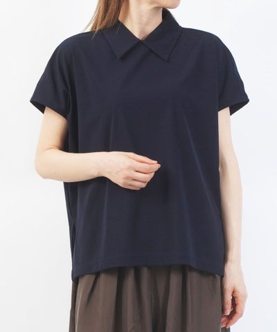 Klassiek(クラシーク) 強撚ベアフライス襟付きフレンチスリーブプルオーバー
