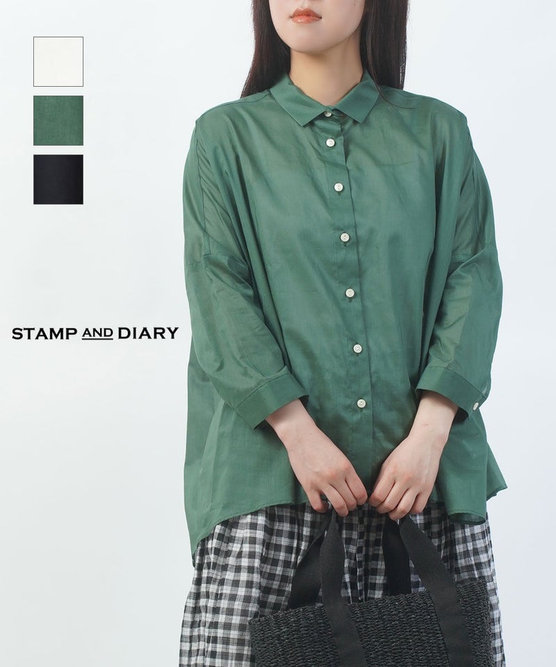STAMP AND DIARY(スタンプアンドダイアリー) スイスコットン80/1ローン ビッグブラウス シロ(18)