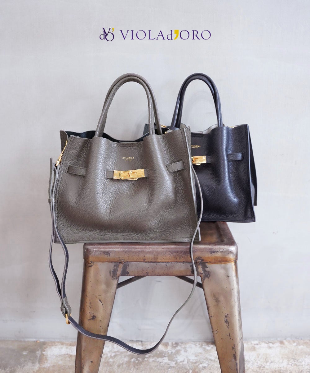 VIOLAd'ORO(ヴィオラドーロ)TRERO イタリアンWフェイスレザートート