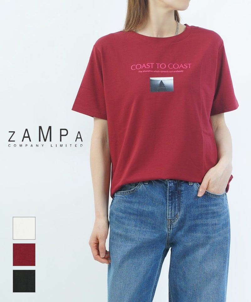 ZAMPA(ザンパ) 接触冷感フロッキーロゴベーシックTシャツ オフ(02)