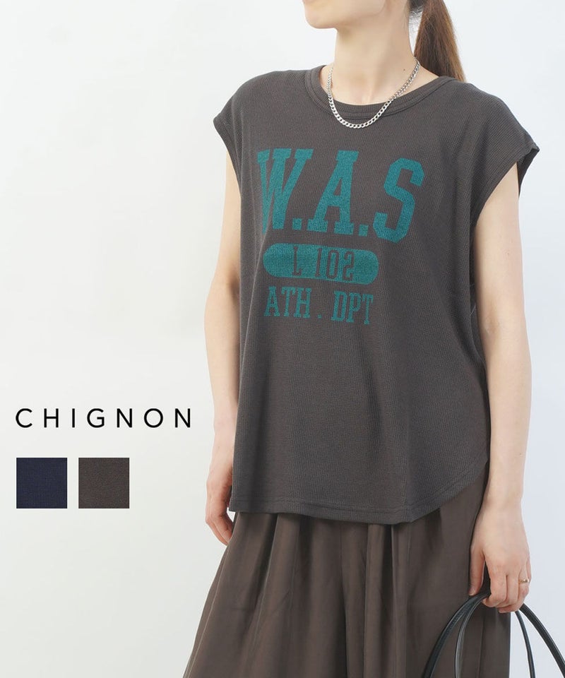 CHIGNON(シニヨン) ワッフルカレッジロゴT ネイビー(NVY)