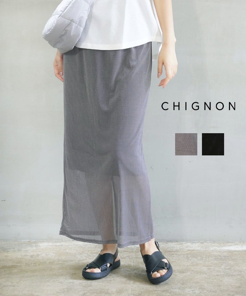 CHIGNON(シニヨン) メッシュIラインスカート グレー(GRY)