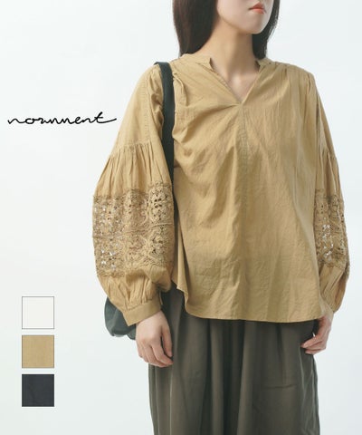normment(ノーメント) マニーレースコットンブラウス