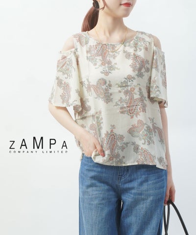 ZAMPA(ザンパ) ペイズリープリント オフショルダーブラウス