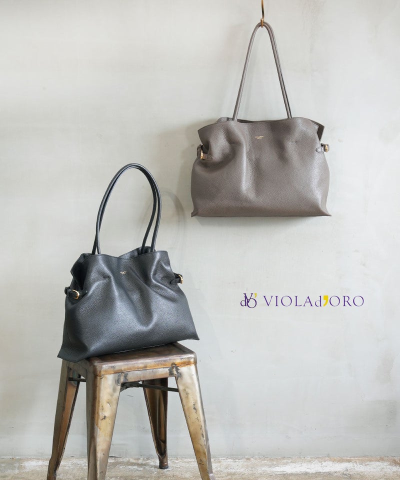 VIOLAd'ORO(ヴィオラドーロ) TRERO イタリアンレザートートバッグ ダークトープ(DTAU)