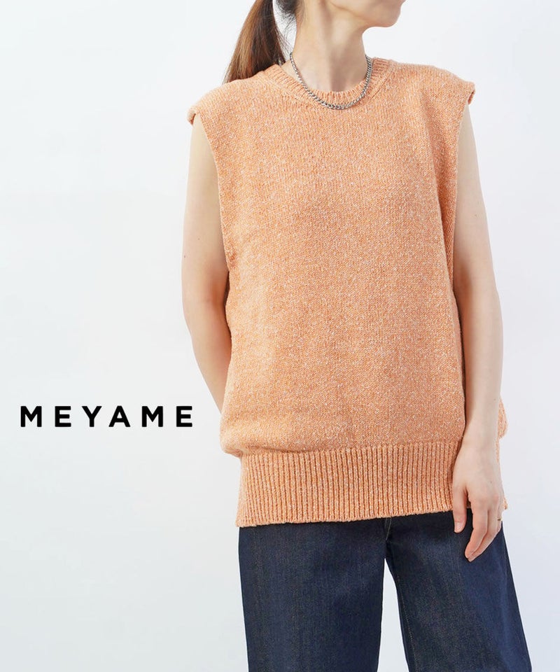 MEYAME(メヤメ) COTTON TWEED SLEEVELESS PULLOVER ORANGE(ORG)