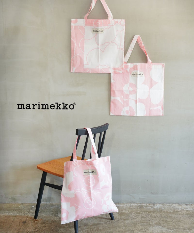 marimekko(マリメッコ) UNIKKO KOLLAASI BAG 43×44CM ピンク×ホワイト(70)