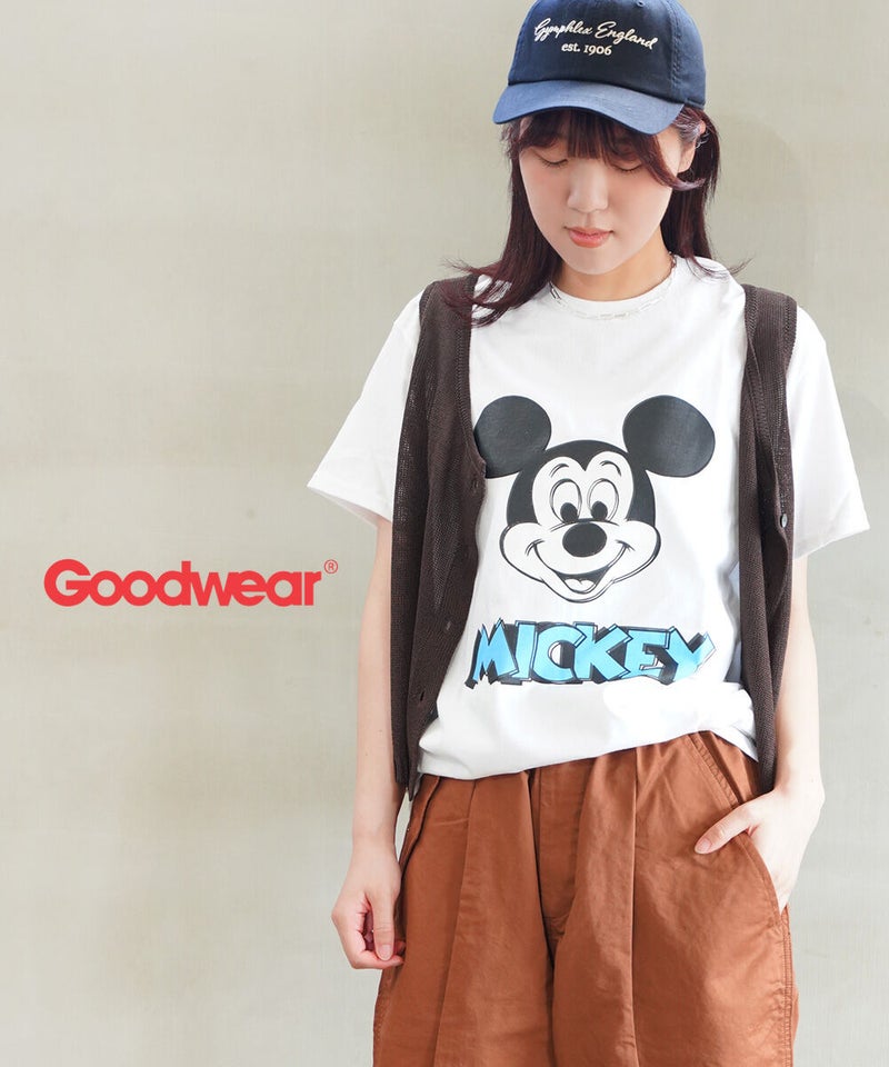 GOODWEAR(グッドウェア) ミッキーフェイスエラープリントT ホワイト(WHT)