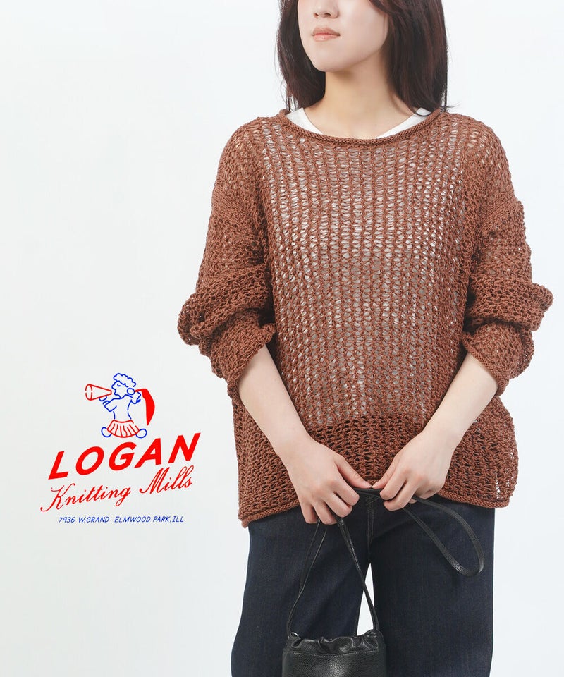 LOGAN knitting mills(ローガン ニッティング ミルズ) メッシュニットプルオーバー ブラウン(BRN)