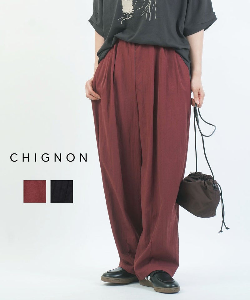 CHIGNON(シニヨン) ツイルタックカーヴィーパンツ レッド(RED)