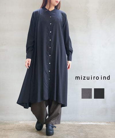 mizuiro ind(ミズイロインド) スタンドカラーフレアワンピース