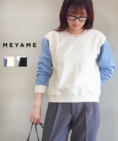 MEYAME(メヤメ) COLOR BLOCK SWEAT PULLOVER