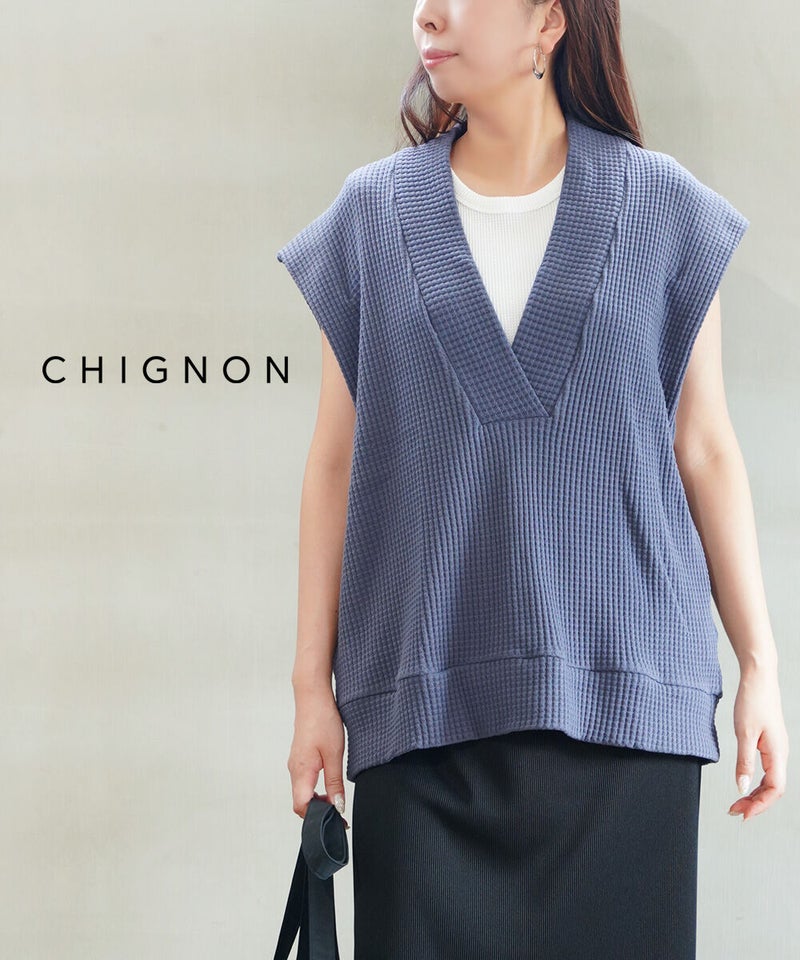 CHIGNON(シニヨン) ワッフルベスト グレー(GRY)