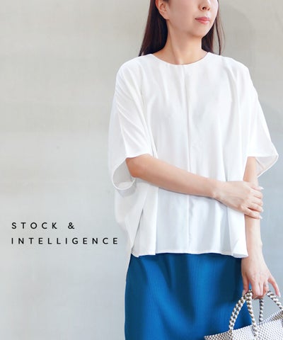 STOCK&INTELLIGENCE(ストックアンドインテリジェンス) ライトジョーゼットラウンドドルマンプルオーバー