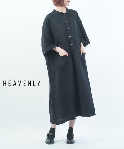 HEAVENLY(ヘブンリー) リネンポロカラー6分袖ワンピース
