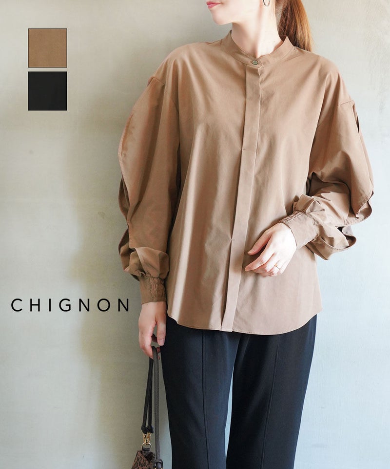 CHIGNON(シニヨン) バンプスリーブシャツ ブラウン(BRN)